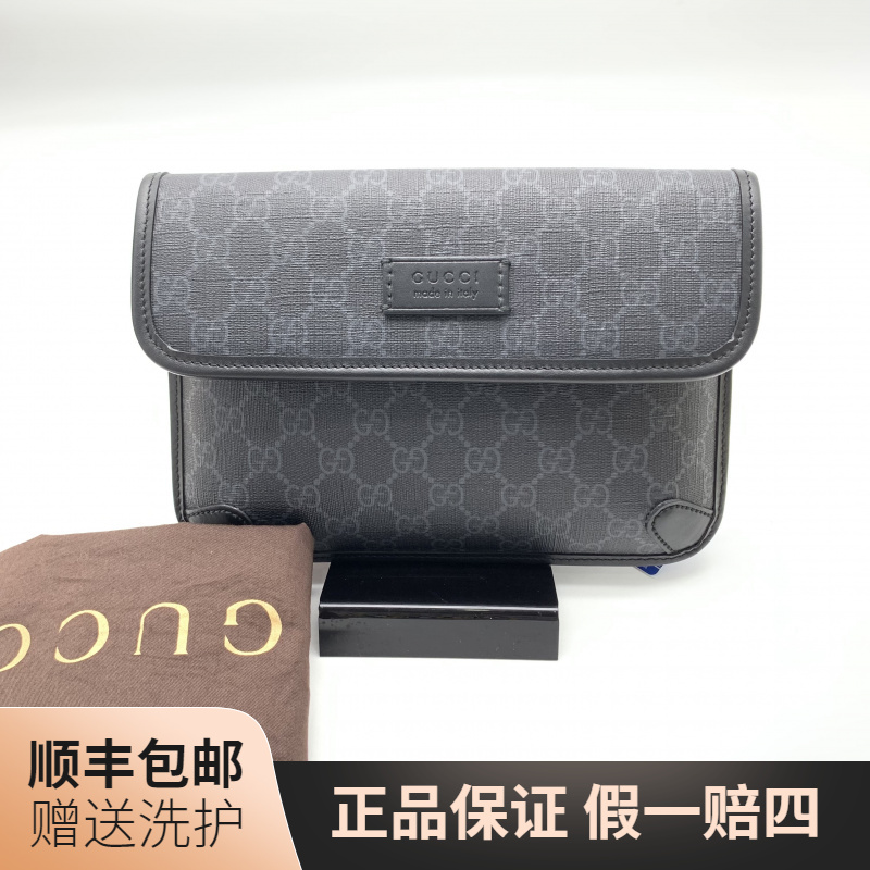 99新 GUCCI/古驰 古驰黑老花腰包（小）/10019271包腰包胸男士 奢侈