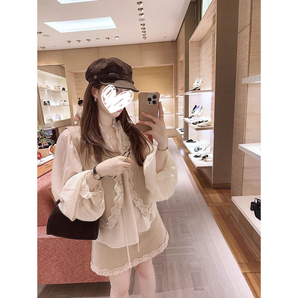 轻奢小香风气质马甲背心长袖打底衬衫女装2025年秋季高腰包臀短裙