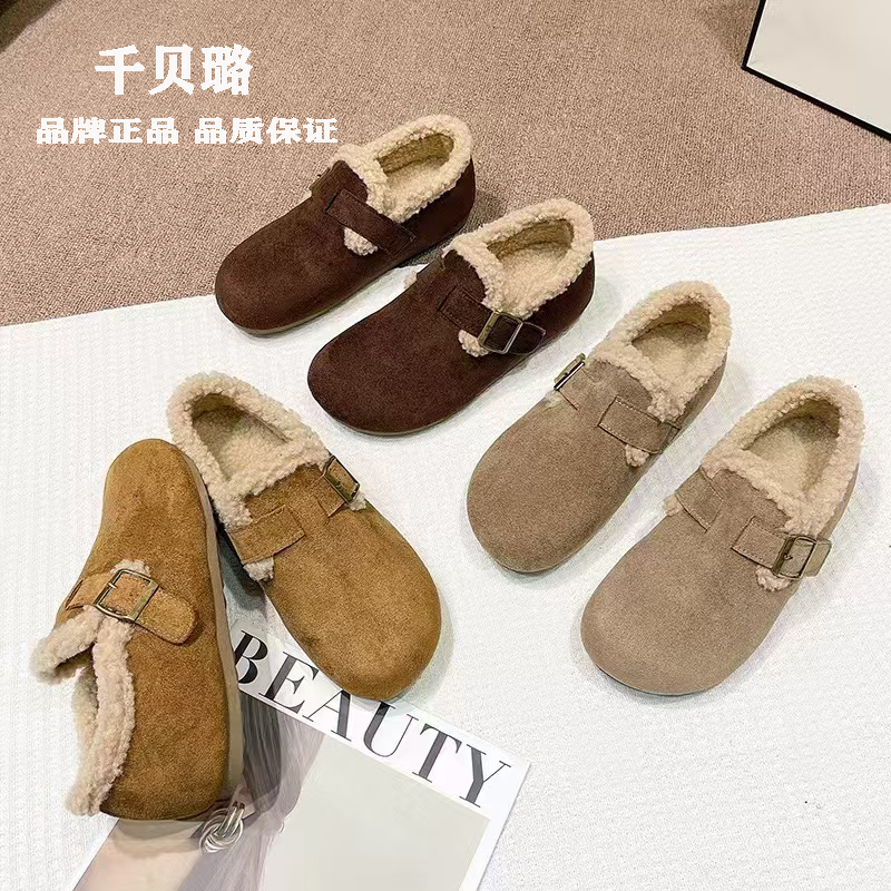 2025冬季新款勃肯鞋保暖加绒毛毛时尚休闲鞋舒适防滑复古女鞋