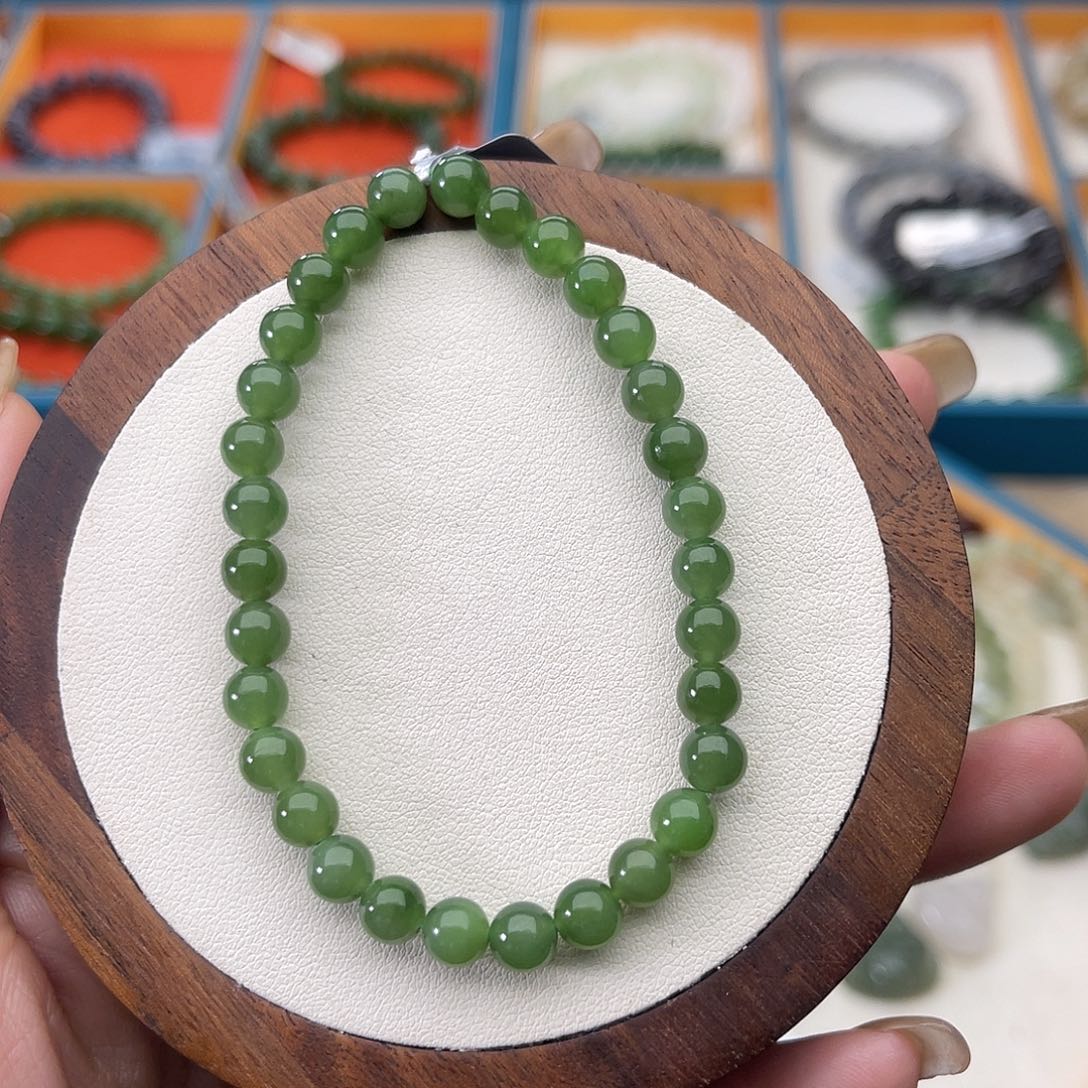 和田玉未镶嵌手串A14卡6