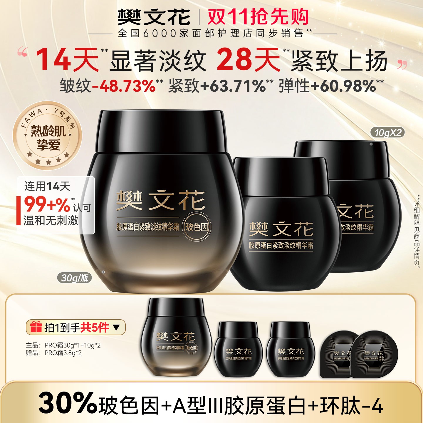 【特惠组合】30%玻色因樊文花胶原Pro霜抗皱紧致修护绷带面霜30g