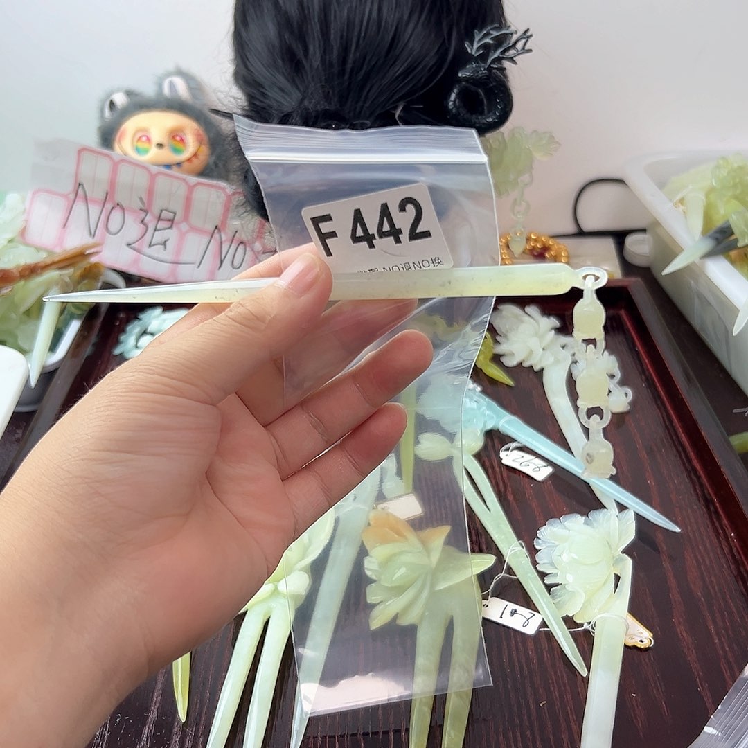 合金蛇纹石玉发饰大*