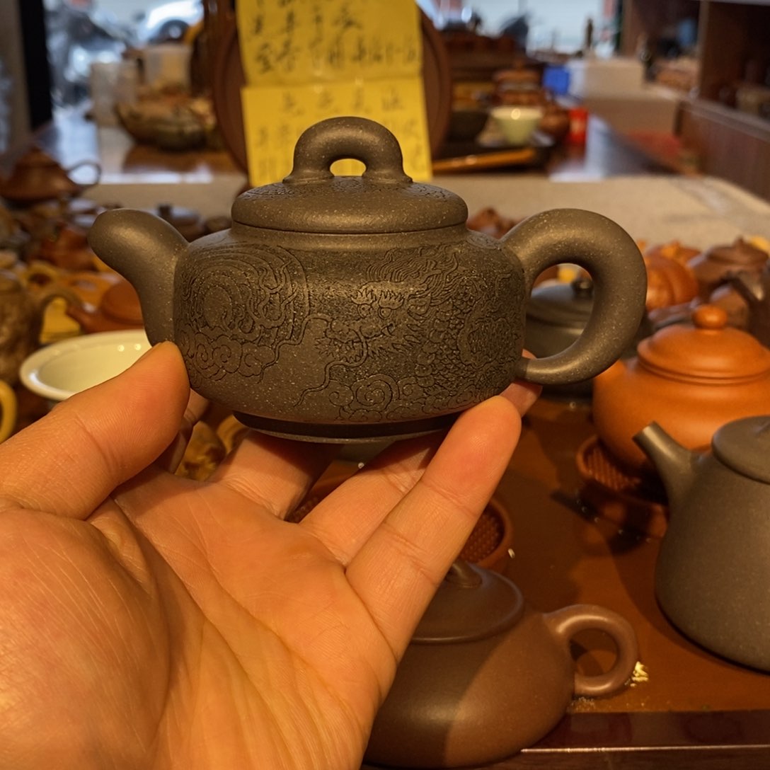 紫砂茶壶原矿天青道洪风格160cc