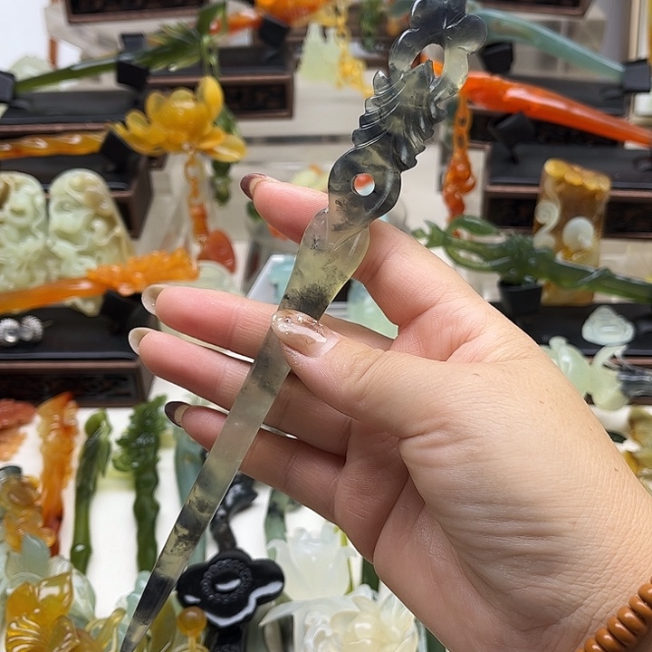蛇纹石玉岫玉发簪未镶嵌