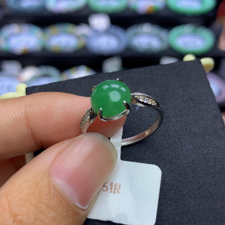 翡翠手链银S925镶嵌翡翠 