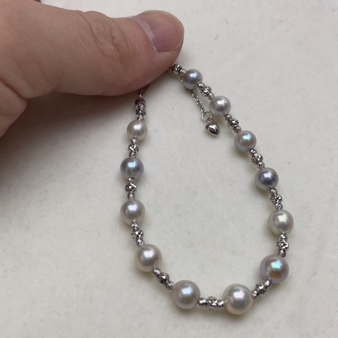 银S925镶嵌手绳海水珍珠