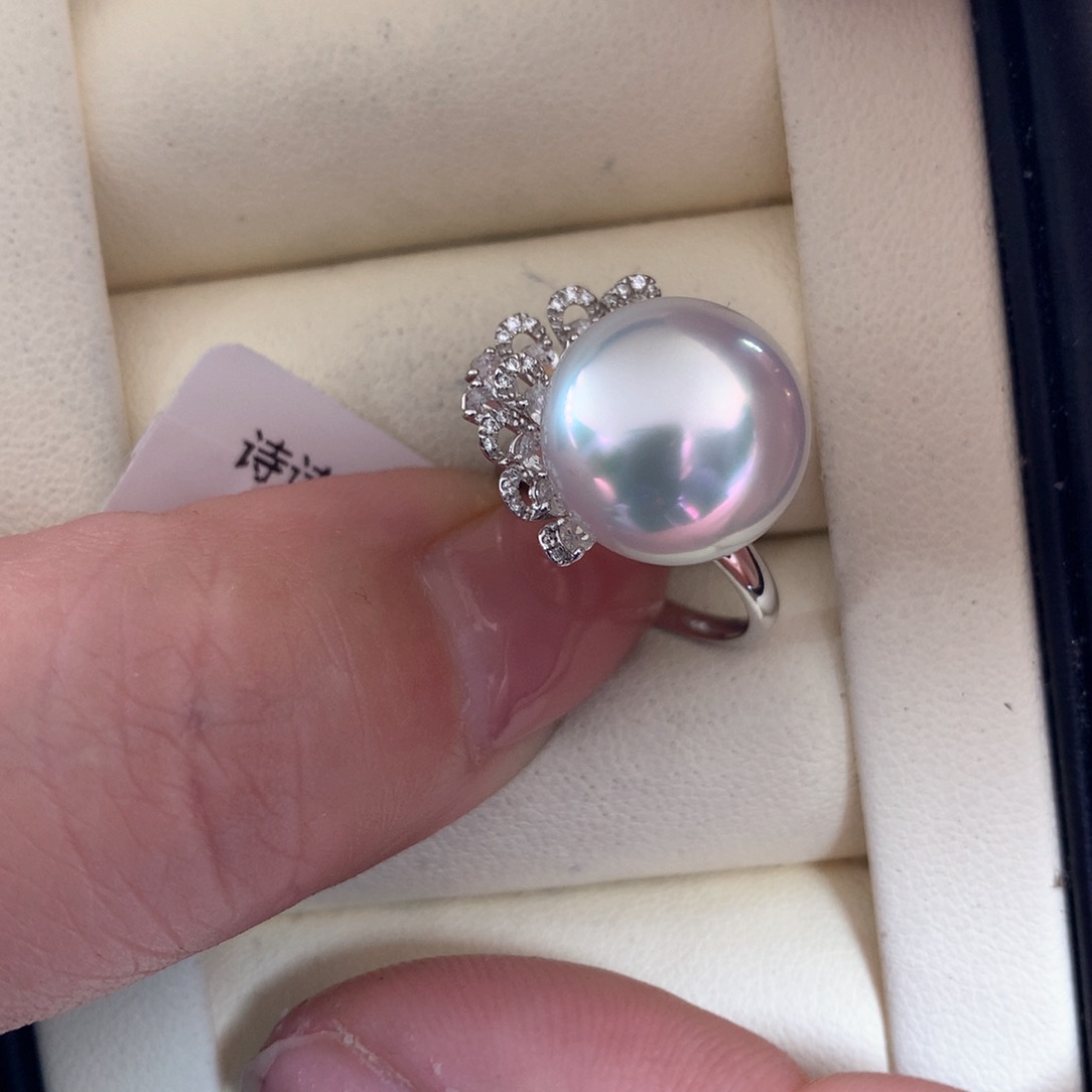 海水珍珠戒指18K金镶嵌
