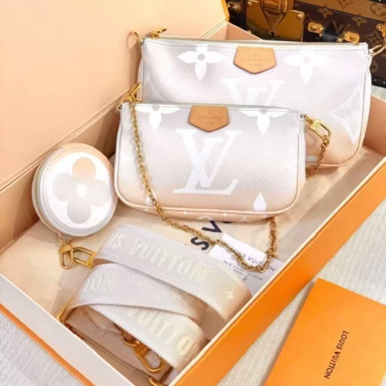 95新 LouisVuitton/路易威登 LV渐变白橘五合一 25100148-03