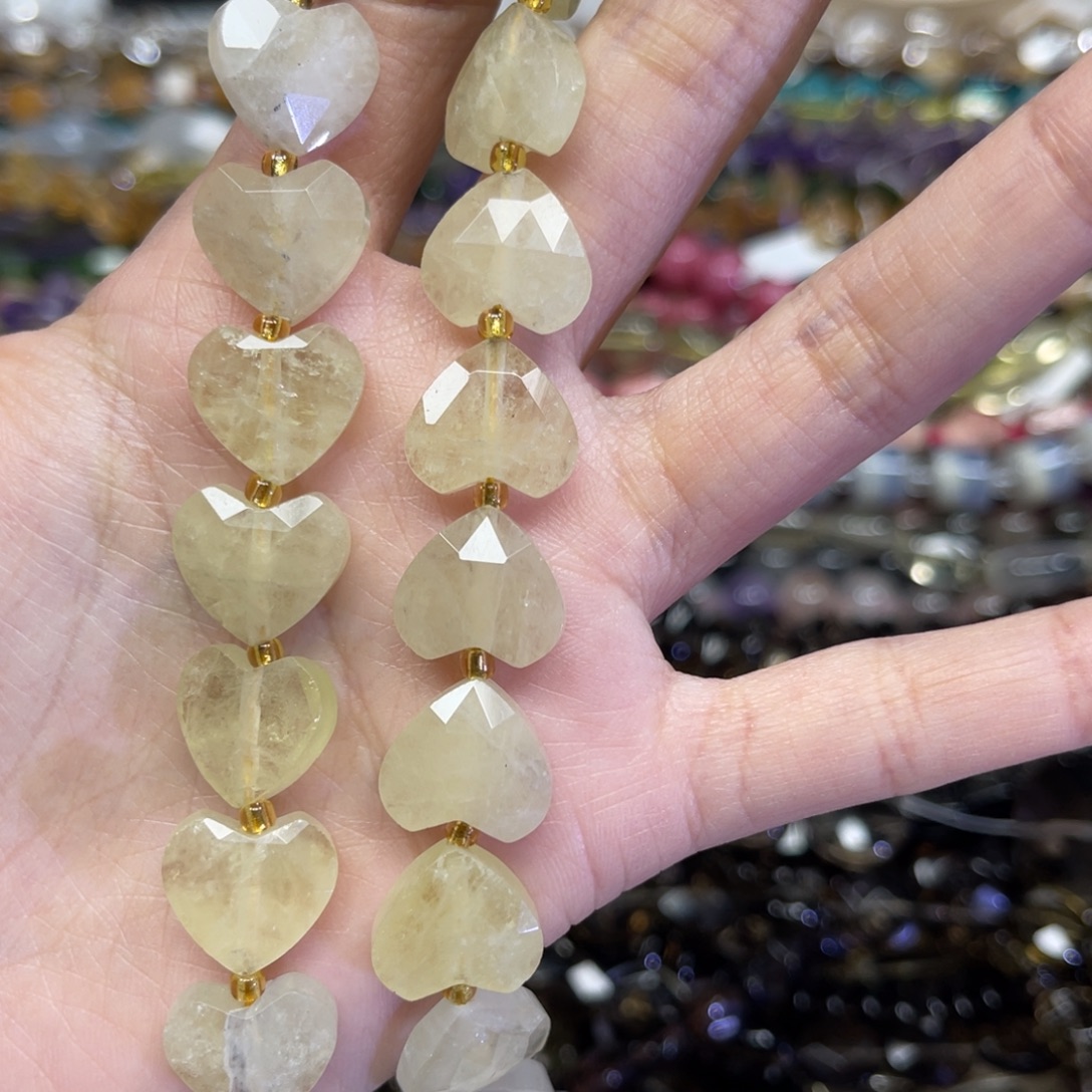 玛瑙/玉髓散珠天然黄水晶卡14长条38厘米