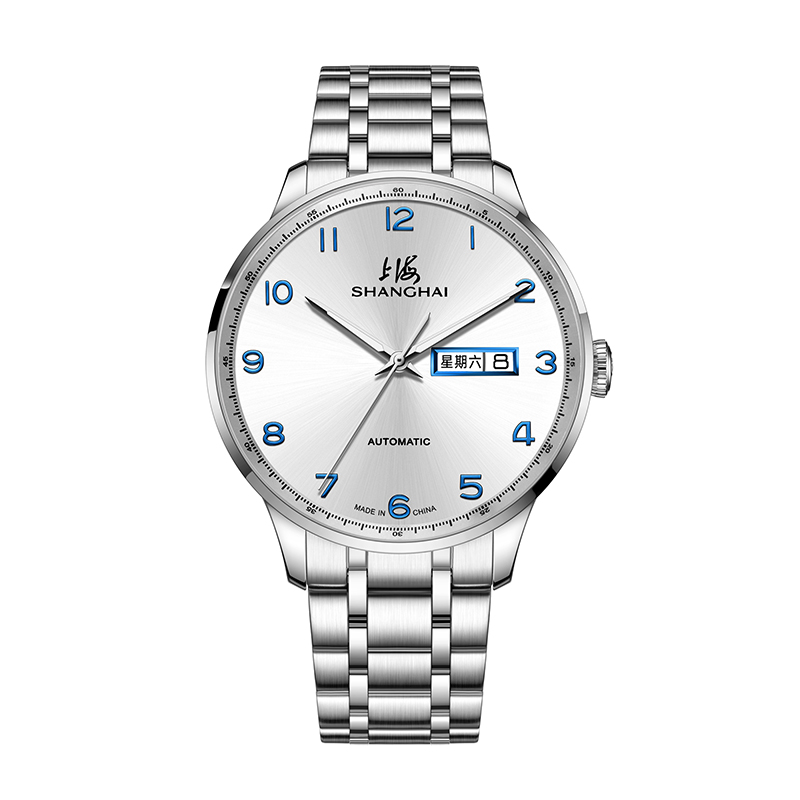 【厂家直售】上海牌大江大河双日历自动机械轻薄防水夜光男表SH3013