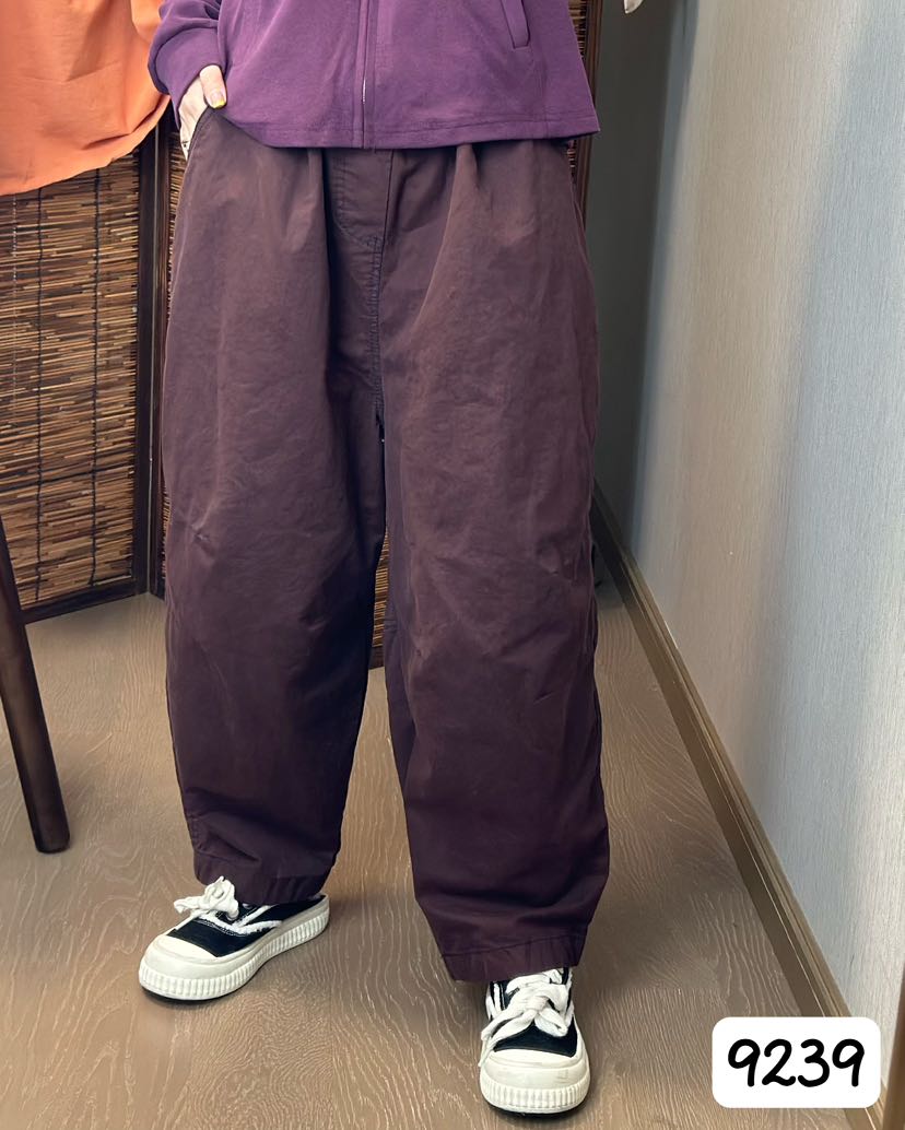 9239春款时尚宽松直筒休闲裤纯色百搭气质减龄显瘦长裤