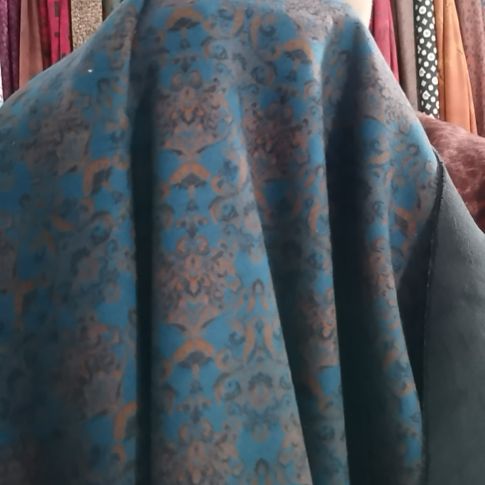 雕绒布料湖兰宋锦花2米