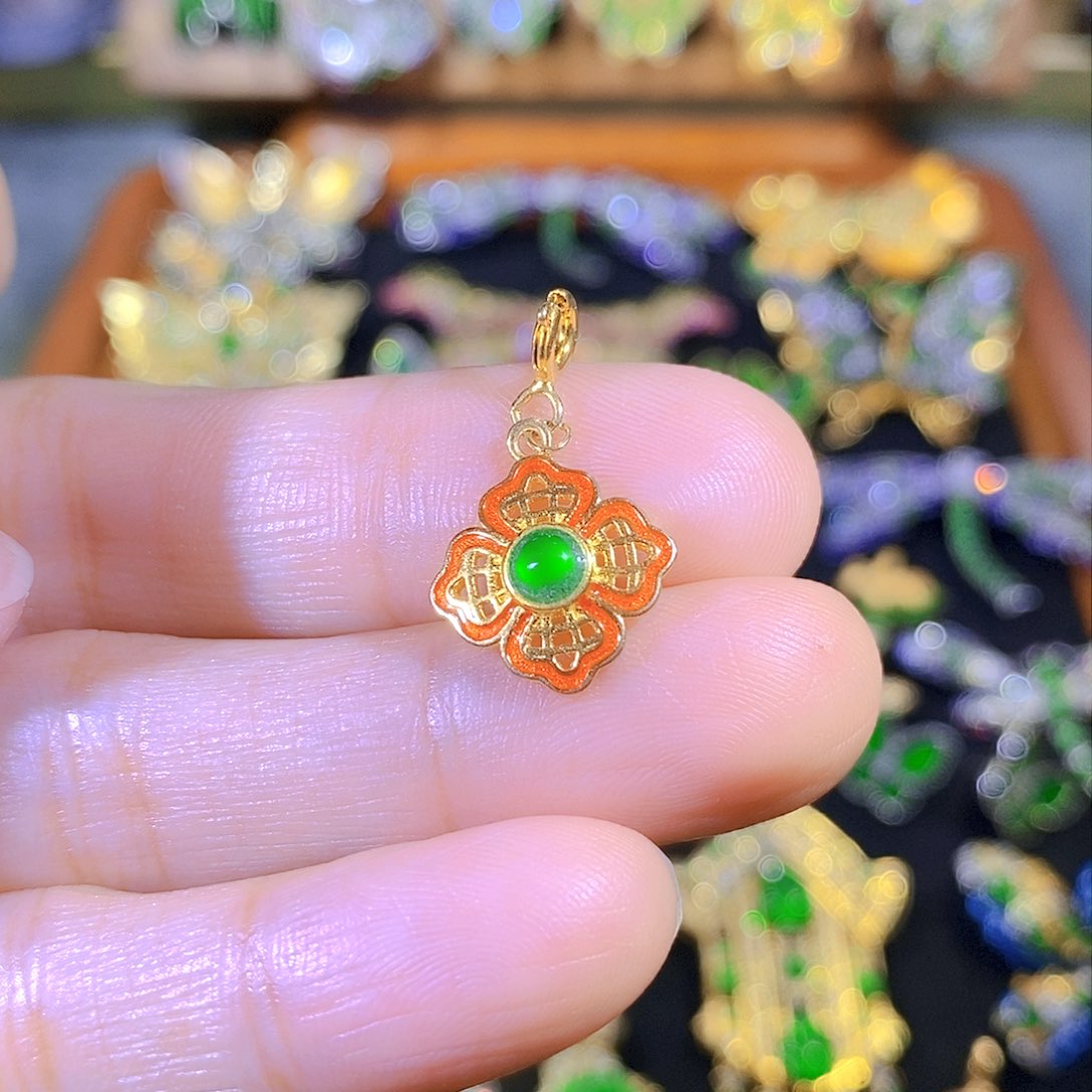 吊坠(不含链)银S925镶嵌翡翠