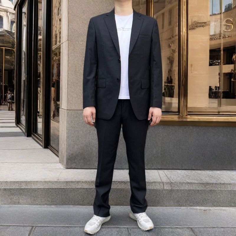 312021黑色 羊毛+桑蚕丝 2025年春秋新款羊毛套西黑色大码套装男