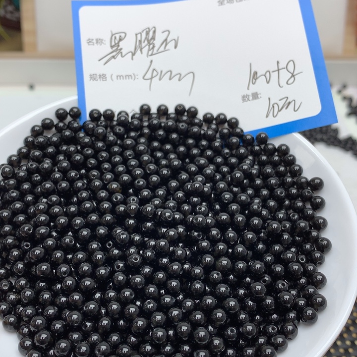 玛瑙/玉髓颈饰未镶嵌黑曜石4mm108颗