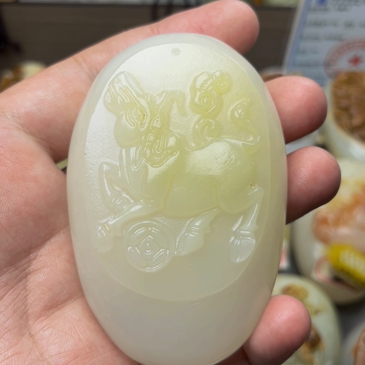 石材方解石手把件