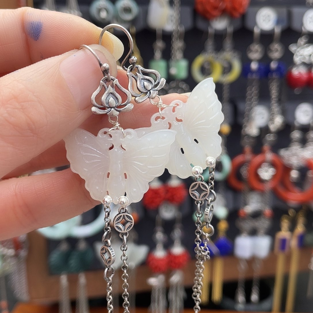 和田玉耳饰银S925镶嵌✨***✨815gbnjhhh