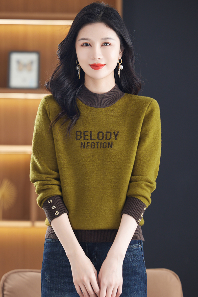 【羊毛衫】中老年女士半高领提花加厚百搭短款2025冬季宽松纯衫洋气