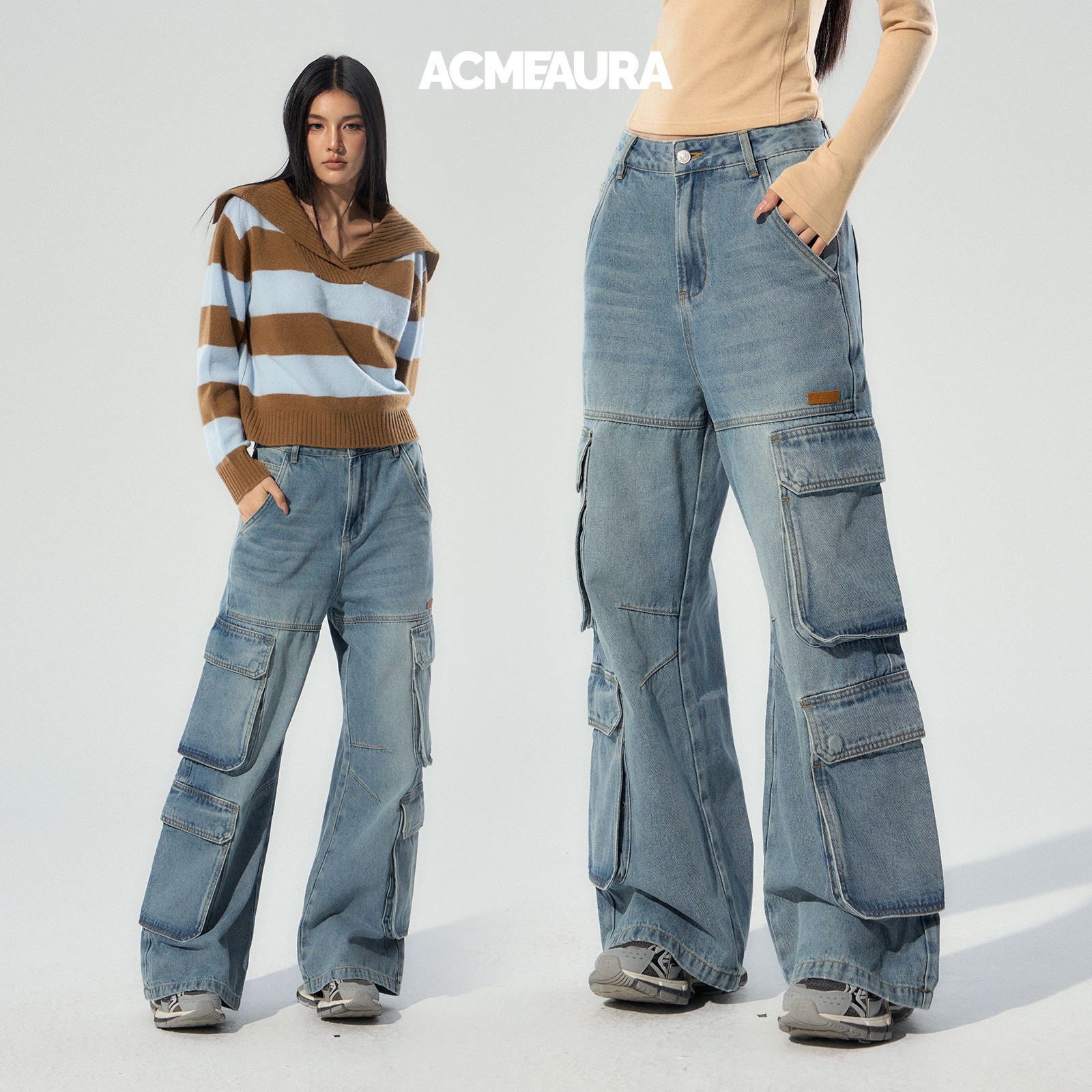 ACMEAURA 2025 PRO2系列重工多袋洗水阔腿牛仔裤