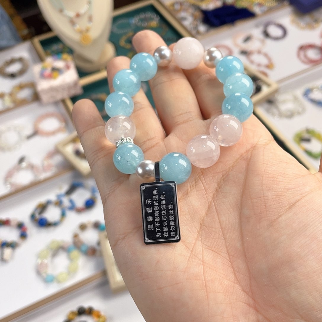 水晶手链银S925镀金镶嵌