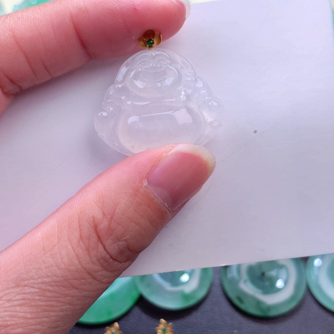 翡翠吊坠(不含链)18K金镶嵌