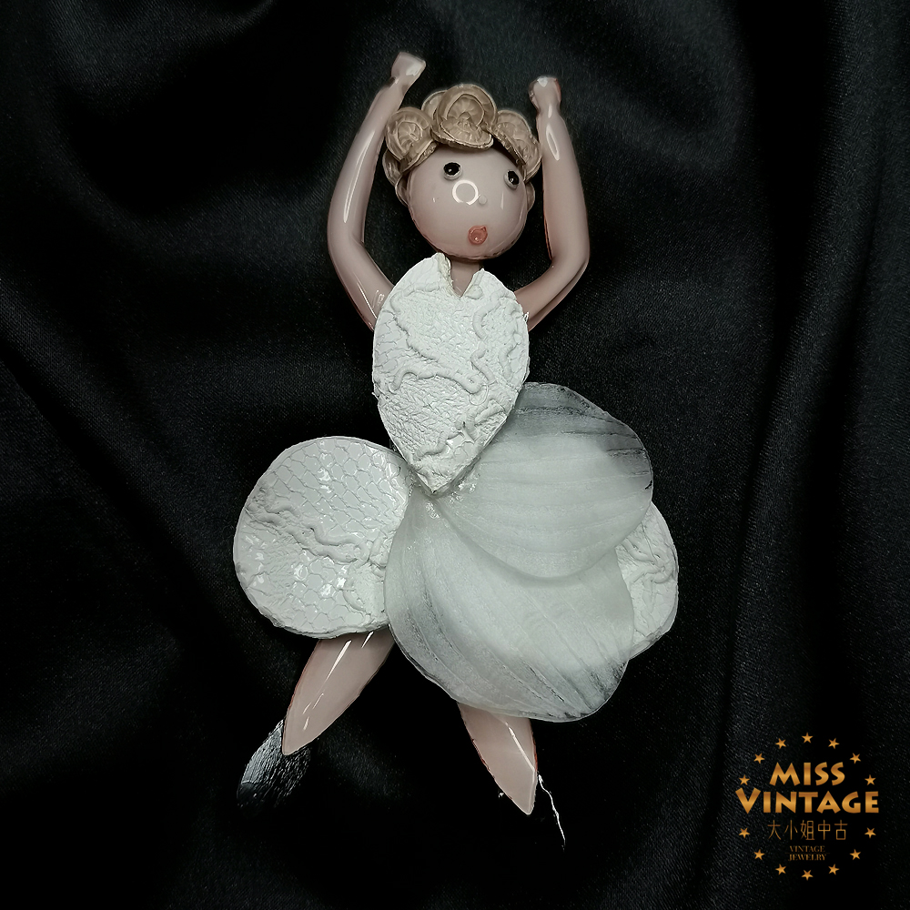 法国cilea Paris手工定制白纱裙芭蕾娃娃胸针[5501121-007]