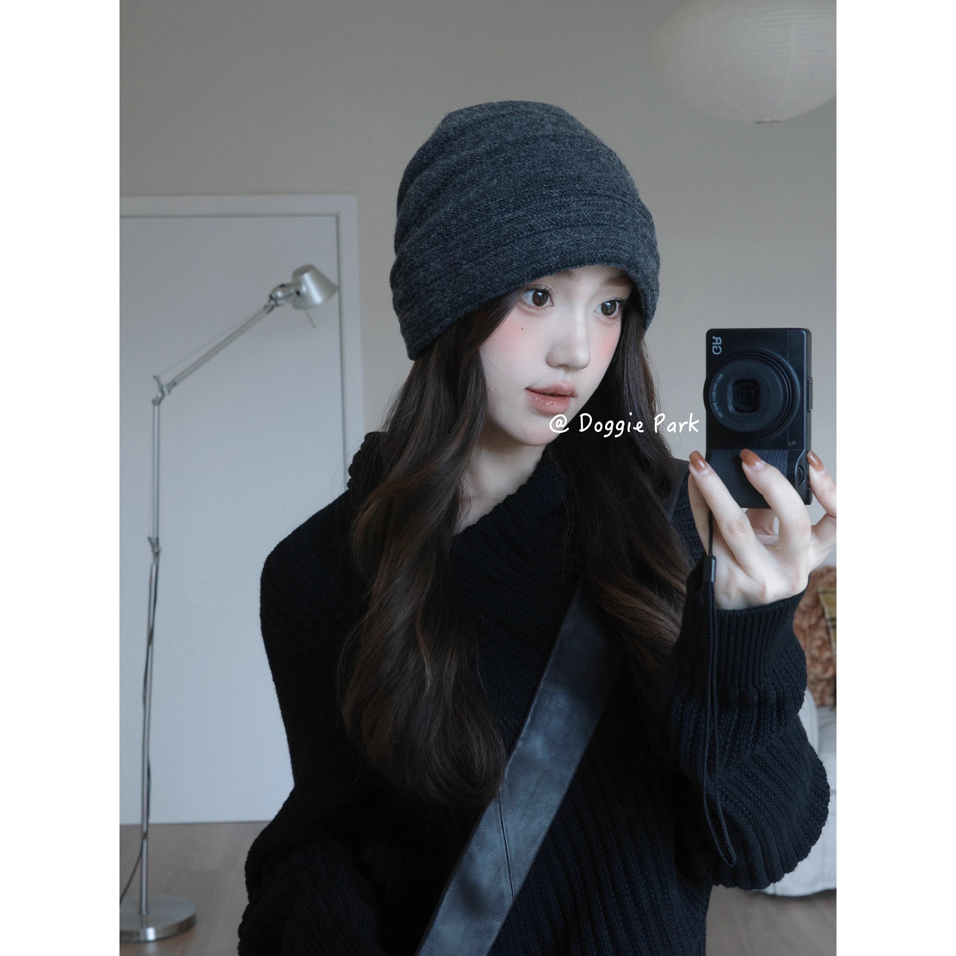 狗狗公园｜羊毛翻边冷帽复古褶皱包头帽子百搭显脸小氛围感秋冬
