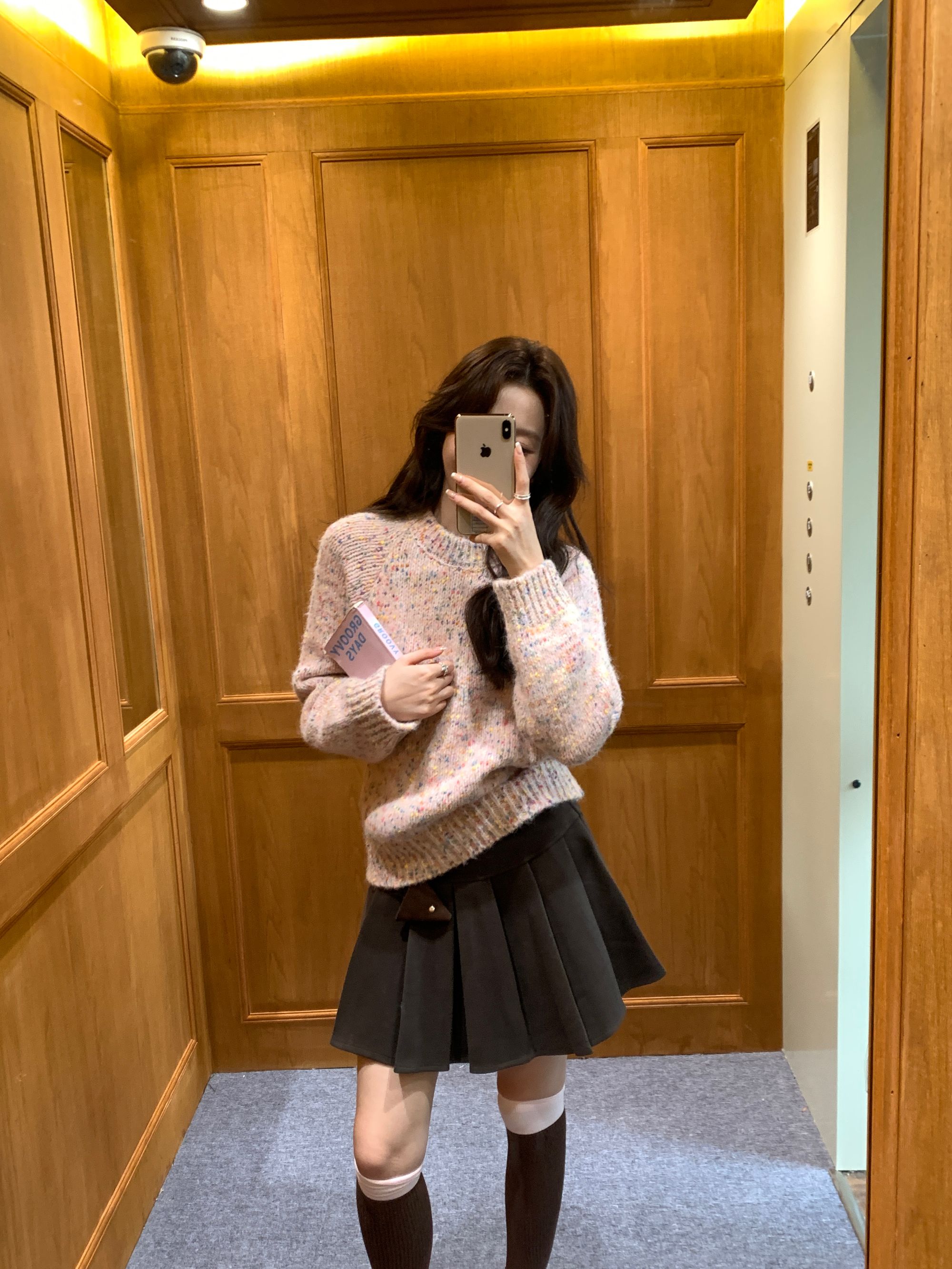 Even一雯【梨形必入】韩系高智感秋冬百搭厚款百褶咖色半裙带腰带