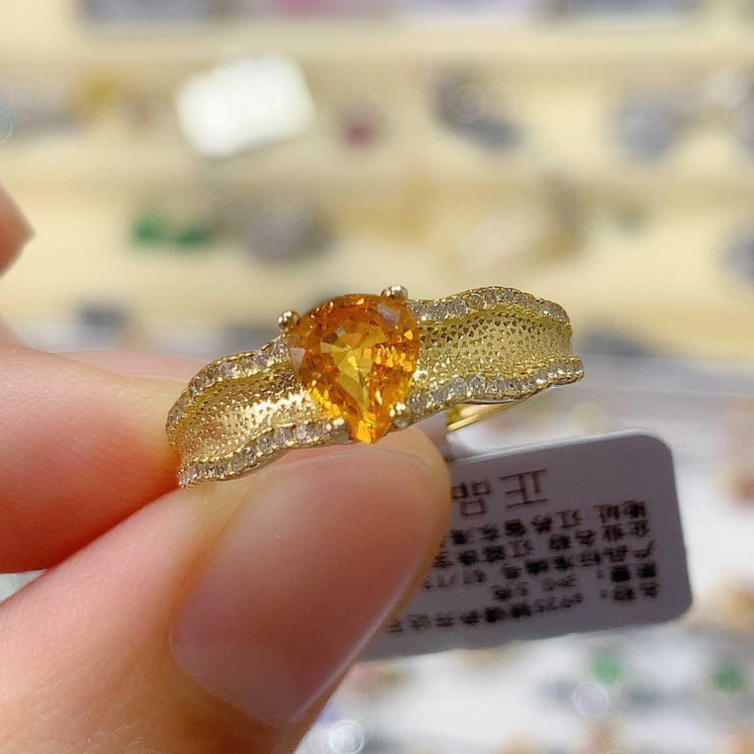 石榴石（芬达石）戒指戒指银S925镶嵌