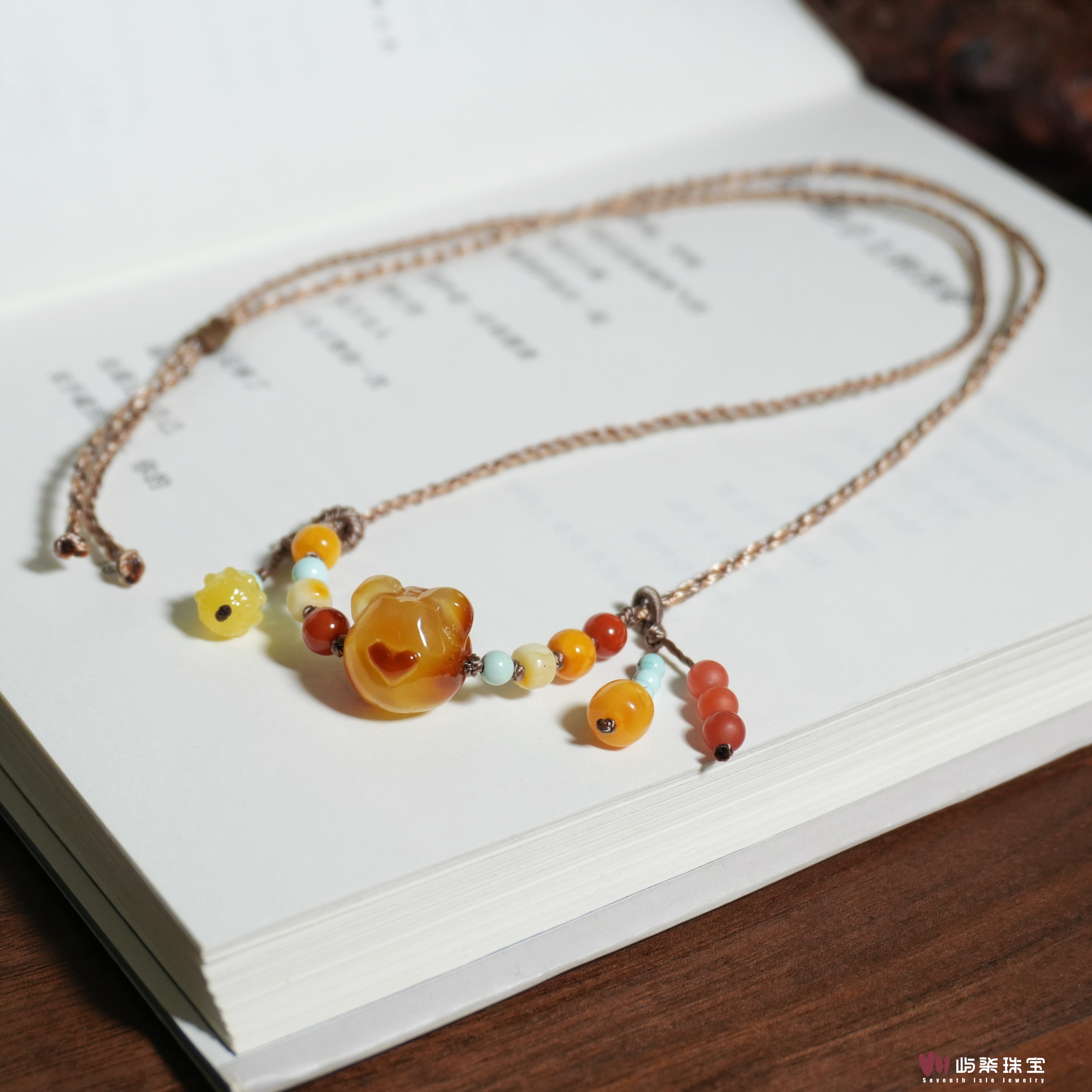 A1501 蜜蜡未镶嵌 蜜蜡小熊多宝简颈饰