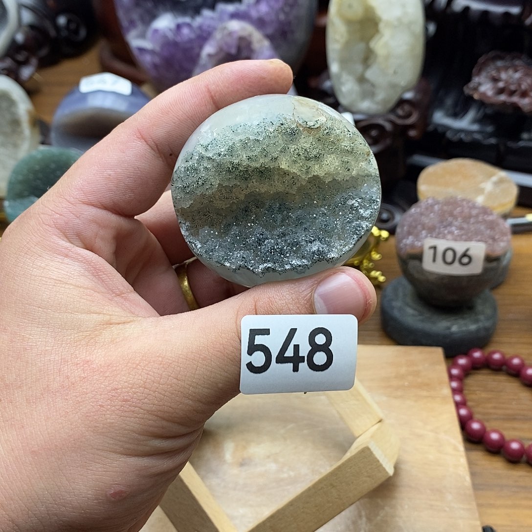 紫晶摆件未镶嵌全抛绿砂糖开口笑