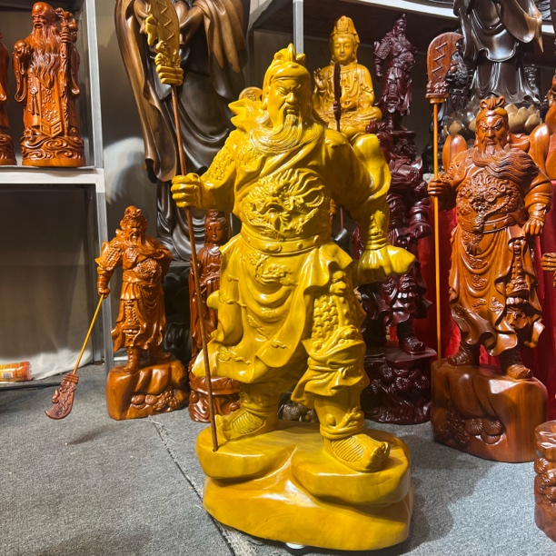 78公分香樟木关二爷立刀木雕二爷