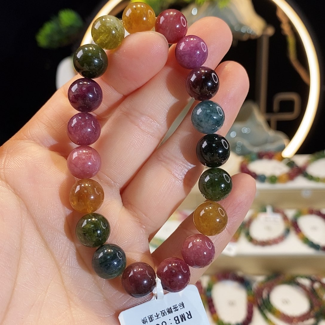 碧玺手串未镶嵌G2415素圈颜色微差