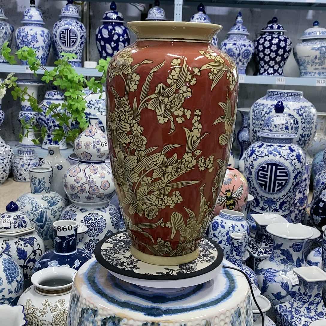 【闪购商品】摆件牡丹花萝卜瓶瓷器……………………