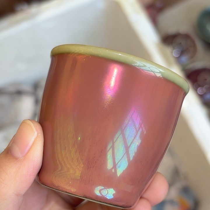 029彩金釉可乐杯传统茶器工艺作品