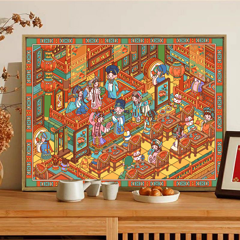 糖豆豆老师系列上新数字油画diy手绘填色插画可爱系丙烯装饰画