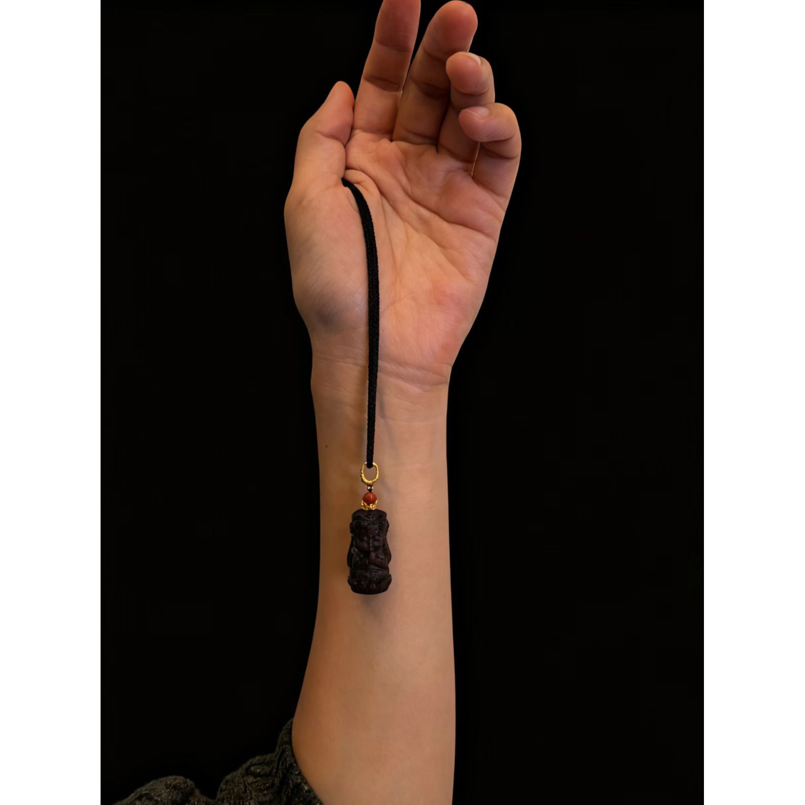 越南芽庄雷料白棋沉水扎基吊坠（纹理随型）