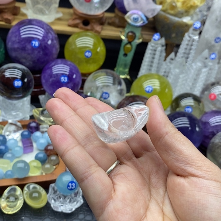 石材天然白水晶元宝