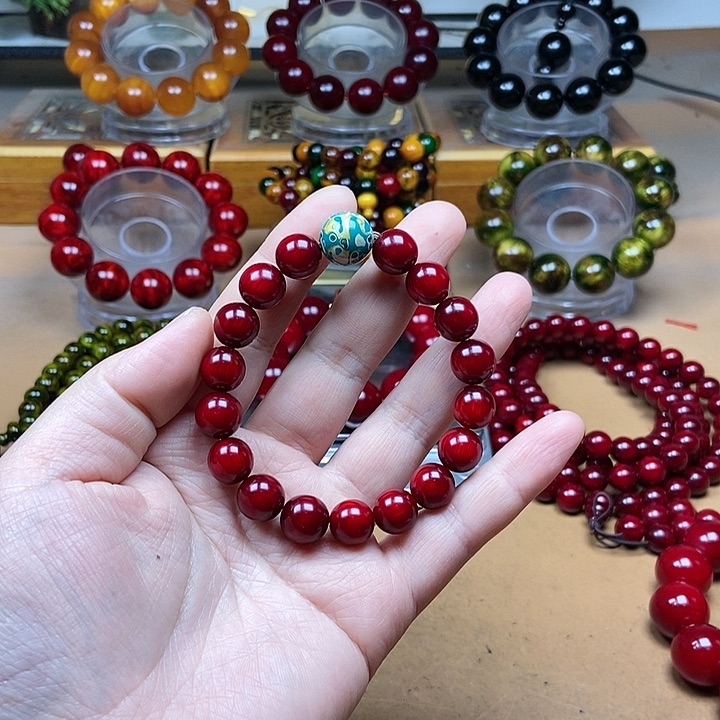 【闪购商品】贝壳杉（血龙木）手串/手链朝**霞1.0天花板带大漆珠