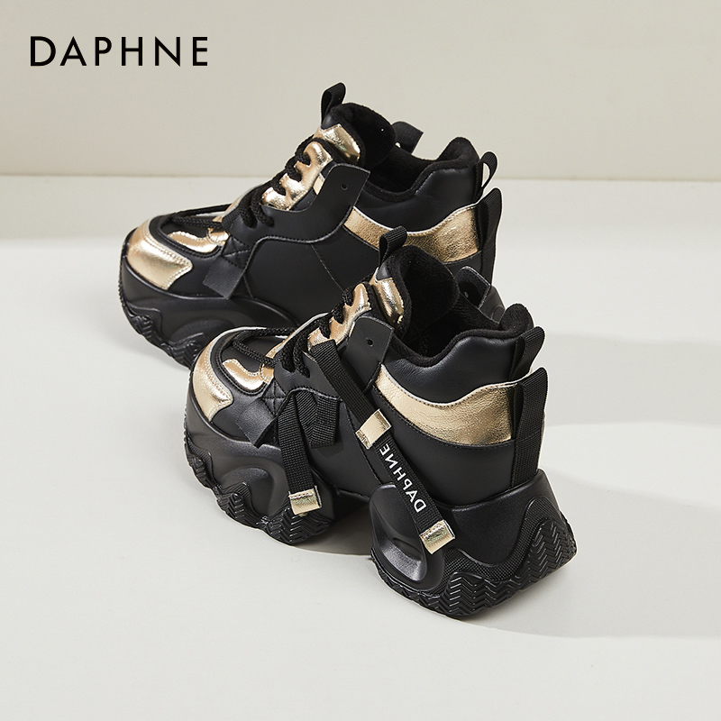 达芙妮时尚运动鞋女款百搭春秋2024新款春季内增高女鞋外穿老爹鞋