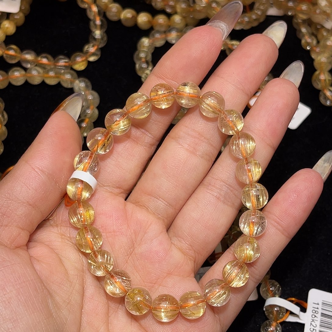 好***的手串发晶未镶嵌金发晶9mm