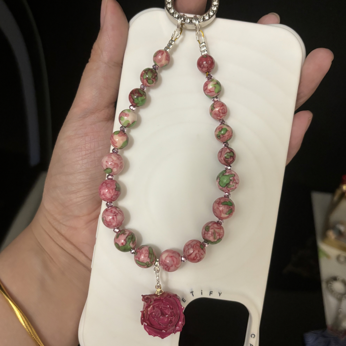 【天然石系列-繁花】 原创diy手机链 钥匙扣 包挂 车挂女款创意手工