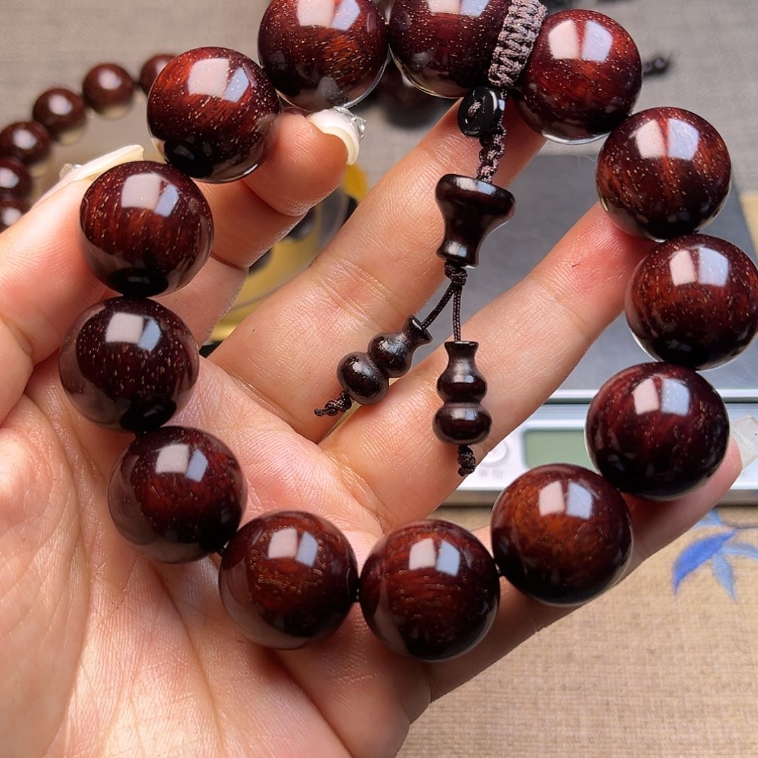 檀香紫檀（小叶紫檀）1.8 13颗 水波纹 满星