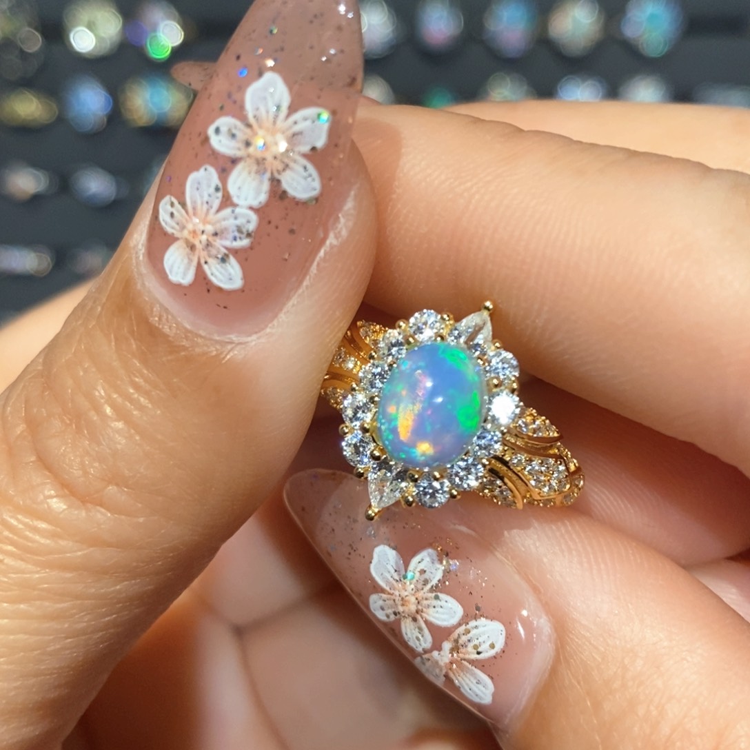 欧泊银S925镶嵌欧泊戒指