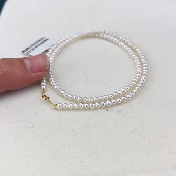 淡水珍珠颈饰18K金镶嵌卡3-4炫彩高品