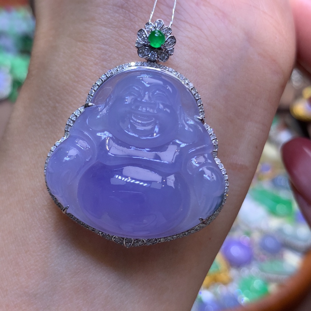 _****翡翠18K金镶嵌颈饰