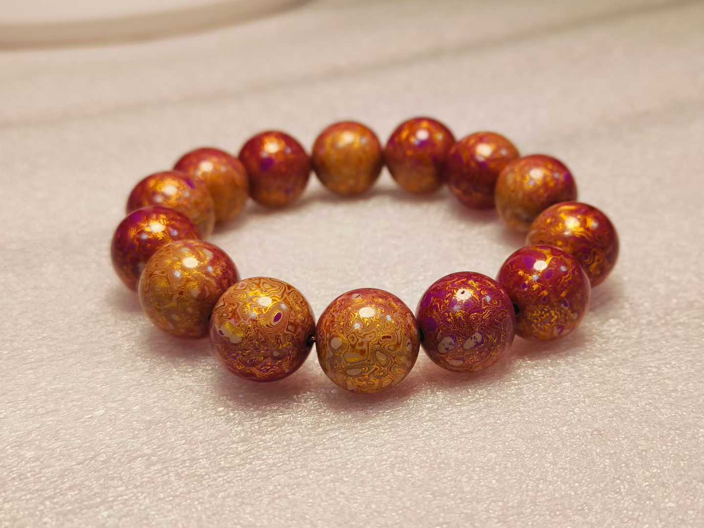 福漆大漆1.2/1.5cm珠子犀皮流金单珠散珠手工大漆中国风非遗漆器