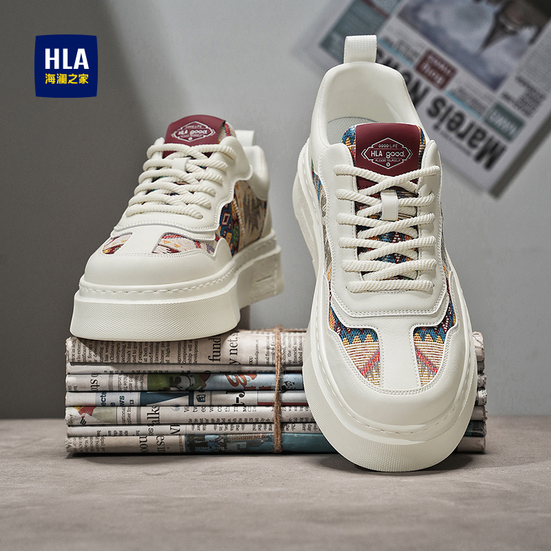 HLA/海澜之家男鞋2025秋冬新款国潮风休闲板鞋百搭时尚厚底增高鞋
