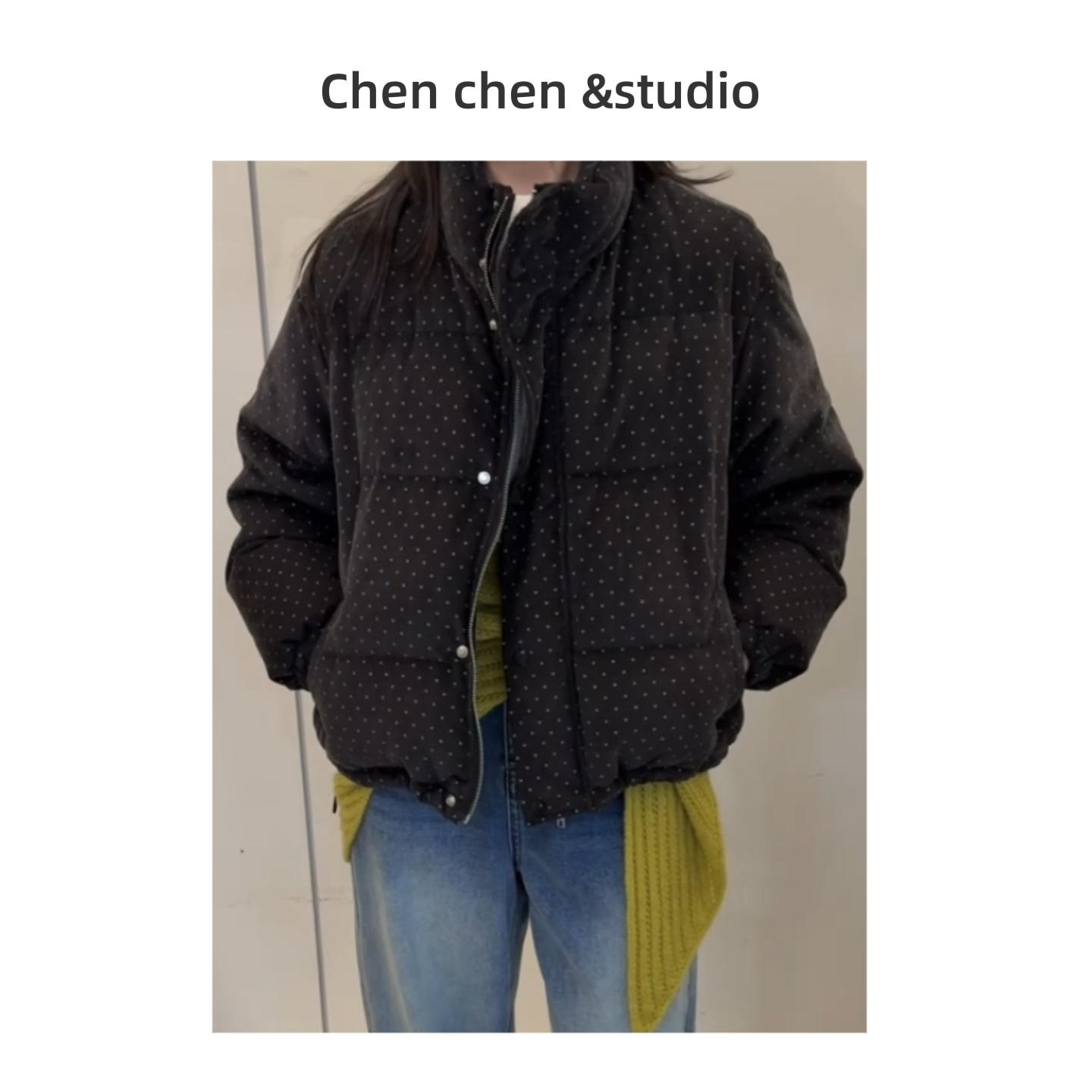 【冬款韩系波点】短款宽松保暖羽羽女小个子立领加厚韩系女外套