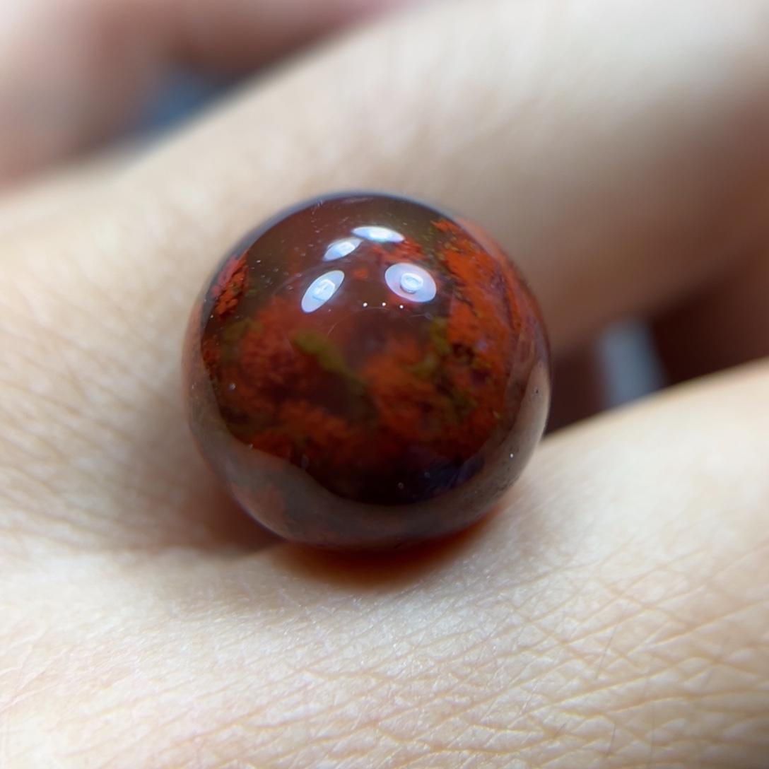 南红玛瑙特色包裹体圆珠14mm未镶嵌